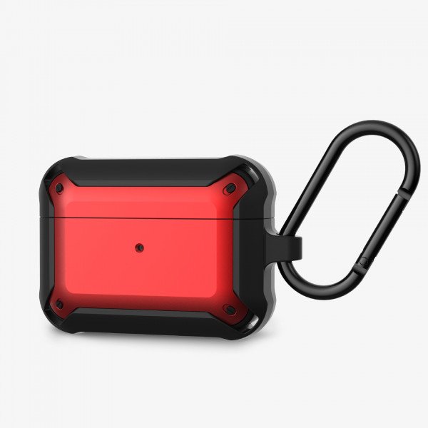 Wholesale Heavy Duty Shockproof Armor Hybrid Protective Case Cover for Apple Airpod 3 (2021) (Black Red)